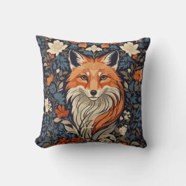 Almofada Vintage William Morris Inspirou Floral Red Fox