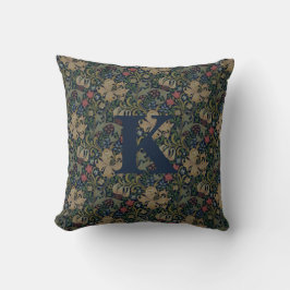 Almofada Vintage William Morris Marinho Blue Red Chrysanthe
