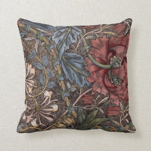 Almofada Vintage William Morris Red Flower Acanthus Foliage