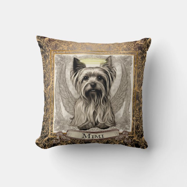 Almofada Vintage Yorkshire Terrier Angel Personalizado (Frente)