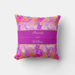 Almofada Vintagem Cor-de-Rosa e Amarelo Floral