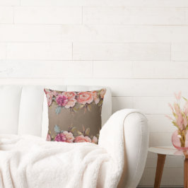 Almofada Vintagem de Cor Neutra Floral Rosa Rústica