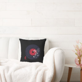 Almofada Vinyl Record Retro Grunge With Sakura Blossoms