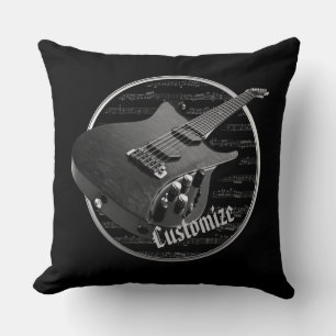 Almofada Violão Elétrico Preto e Branco Personalizado