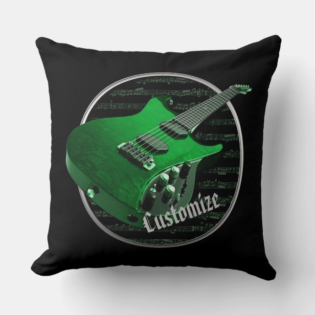 Almofada Violão Elétrico Verde Personalizado (Frente)