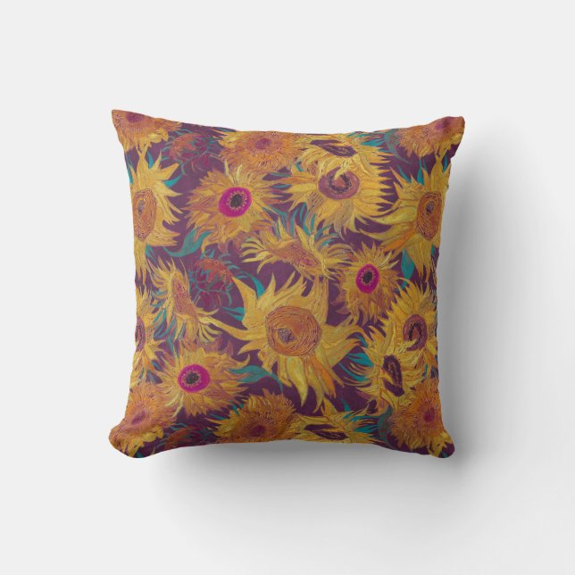 Almofada Violet Amarelo Girassóis Vincent Van Gogh (Frente)