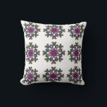 Almofada Violet Bloom Orbit<br><div class="desc">A captivating geometric floral pattern featuring a harmonious blend of violet and emerald green tones. This intricate kaleidoscopic design brings a fresh,  artistic energy to any living space,  perfect for adding a touch of modern botanical elegance to your home decor.</div>