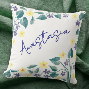 Almofada Violet Primrose Personalizado Mês de Nascimento de