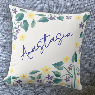 Almofada Violet Primrose Personalizado Mês de Nascimento de