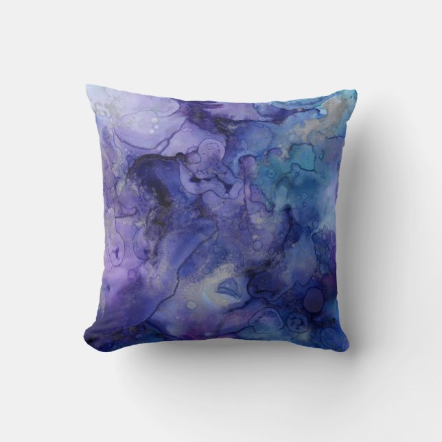 Almofada Violeta e Azul Aquarela (Frente)