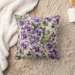Almofada Violetas roxas em branco