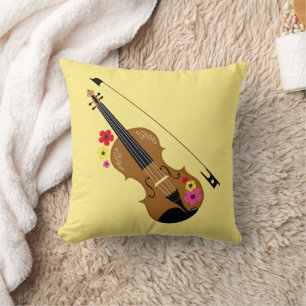 Almofada Violino bonito com flores