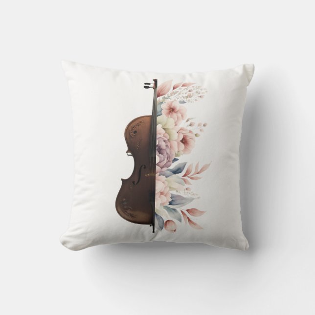Almofada Violino com flores. (Frente)