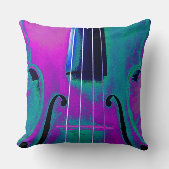 Almofada Violino Roxo-abstrato e Teal (Frente)