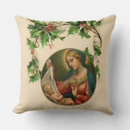 Almofada Virgem de Natal Religiosa Mary Baby Jesus Floral