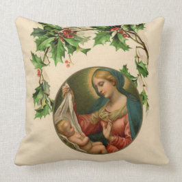 Almofada Virgem de Natal Religiosa Mary Baby Jesus Floral
