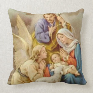 Almofada Virgem Maria, St Joseph, Jesus, & anjo do Natal
