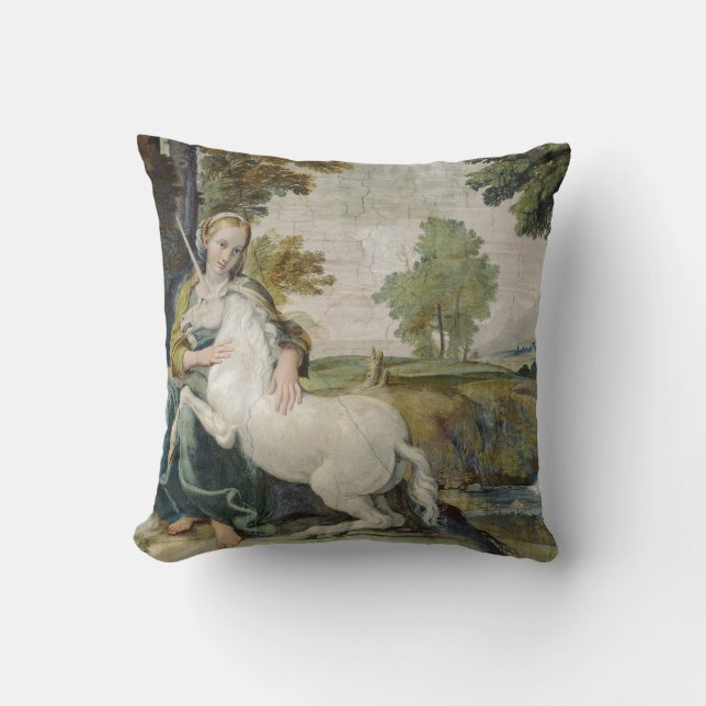 Almofada Virgin & Unicorn por Domenichino CIrca 1604 - 1605 (Frente)