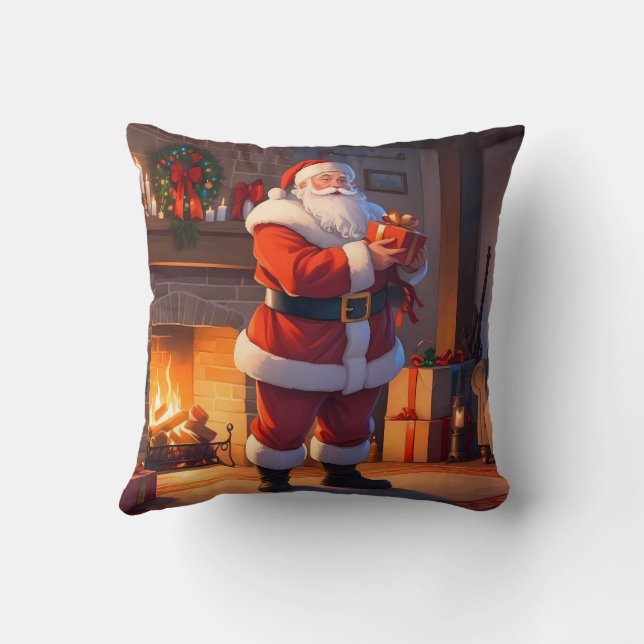 Almofada Visita à véspera de Natal dos papais noeis (Verso)