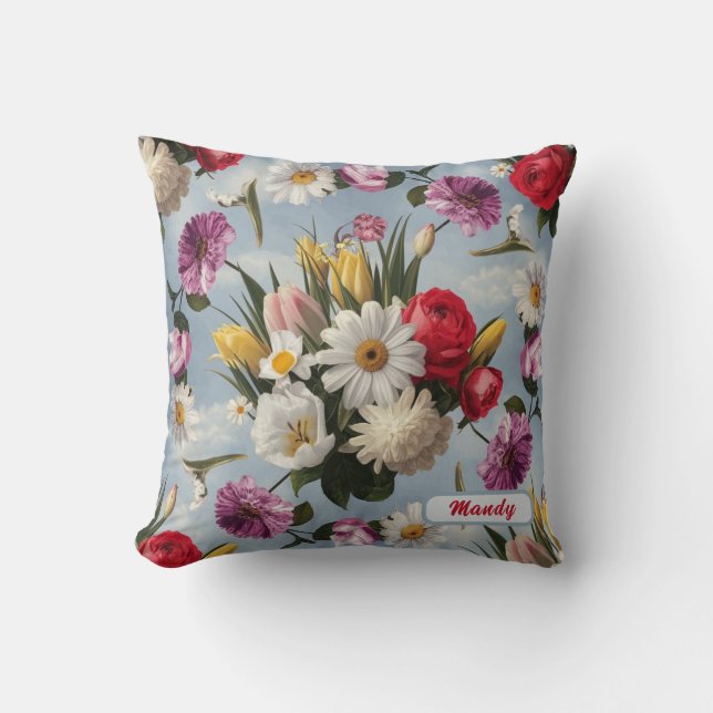 Almofada Visitas, Lírios e Tulipas (Frente)