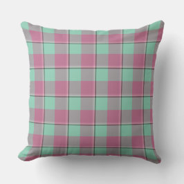 Almofada Vista Blue and Turkish Rose Pink Plaid Green