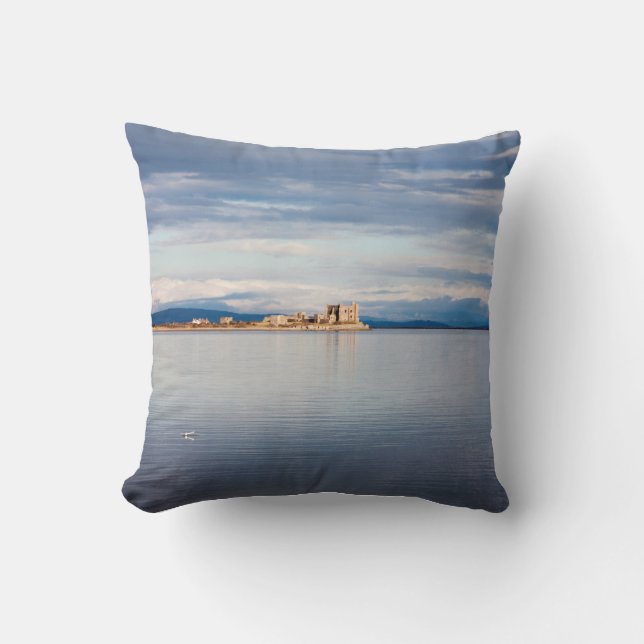 Almofada Vista de inverno Piel Island Morecambe Bay Cumbria (Frente)