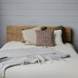 Almofada Vista Plaid Accent: Terracota Quente & Azul Turque