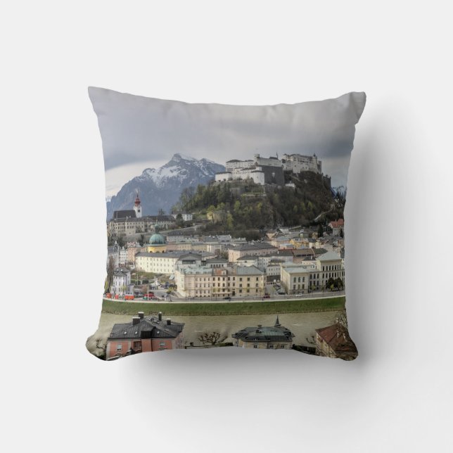 Almofada Vista sobre Salzburgo Áustria (Frente)