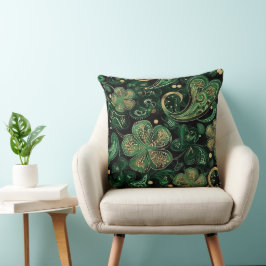 ALMOFADA VISUAL COM BRILHO TEMA IRLANDÊS VERDE ESCURO & DOU