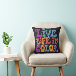 Almofada Viva a Vida em Cor Retro Personalidade Psicodélica