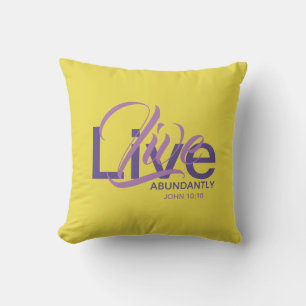 Almofada VIVE ABUNDANTANTEMENTE Christian Abundant Life Yel