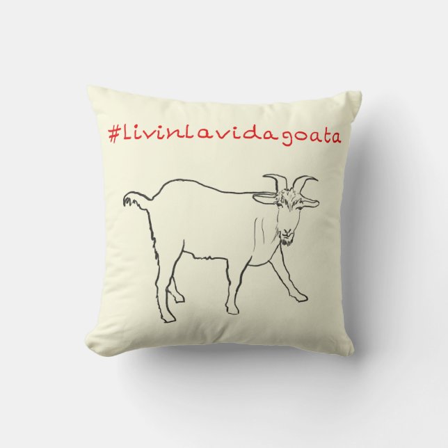 Almofada Vivendo a Vida de Cabra Desenho de Cabra Engraçado (Frente)