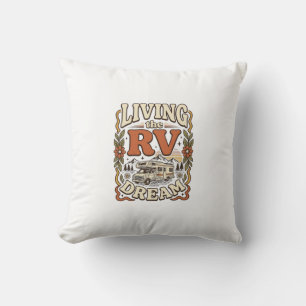 Almofada Vivendo o Sonho do RV Design de Camisa de Camping