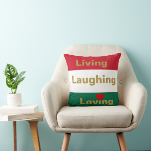 Almofada Vivendo, Rindo, Adorando Travesseiro decorativo