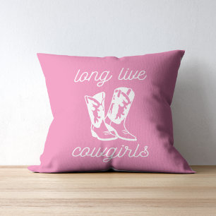 Almofada Vivo de Cowboys Boots Retro Pink Cowgirl