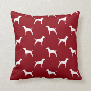 Almofada Vizsla Dog Silhouettes Padrão Vermelho e Branco
