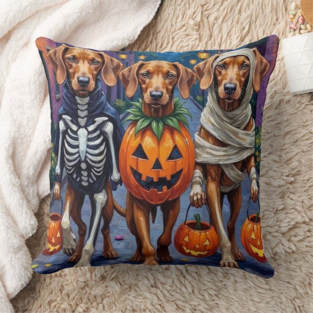 Almofada Vizsla Dogs Trick-or-Tratating in Halloween Costum (Cobertor)