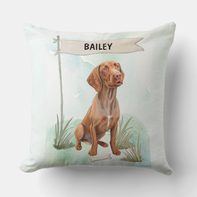 Almofada Vizsla Watercolor Personalized Dog (Frente)