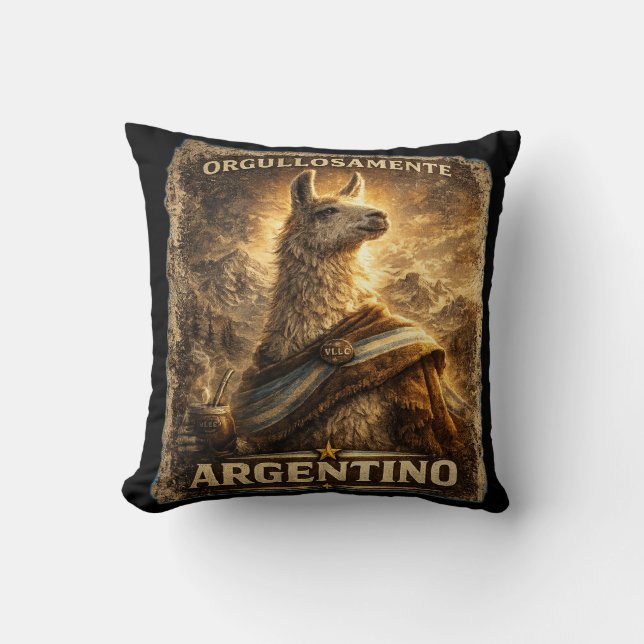 Almofada VLLC Orgullosamente Argentino Llama Mate Patriotic (Frente)