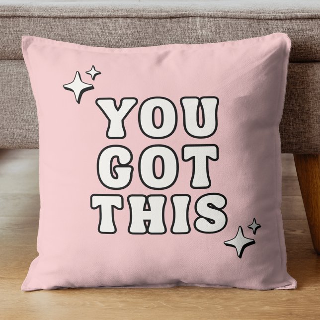 Almofada Você Consegue Citação Motivacional Retro Rosa (Criador carregado)