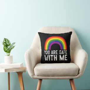 Almofada Você Está Seguro Comigo Mês do Orgulho LGBTQ Arco-