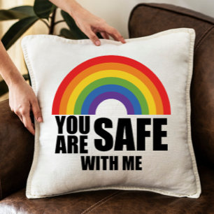 Almofada Você Está Seguro Comigo Orgulho Arco-Íris LGBTQ