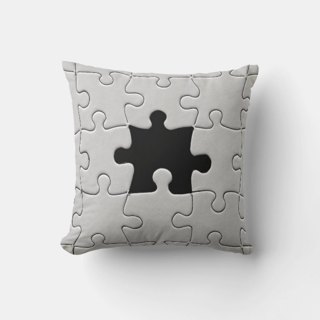 Almofada Você Me Completa Jigsaw Romântico Preto e Branco (Frente)
