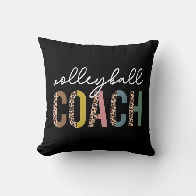 Almofada Volleyball Mom Leopard Volleyball Coach Team Gift  (Frente)