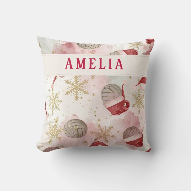 Almofada Volleyball Santa Hat Name Christmas   (Frente)
