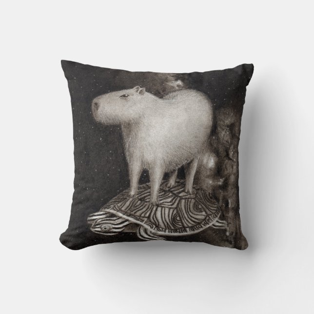 Almofada Vôo do Capybara e da tartaruga de água doce (Frente)