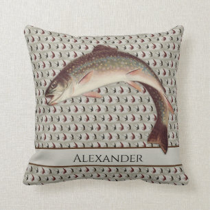 Almofada Voo Pesca Vintage Voa Truta Arco-Íris