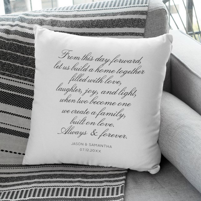 Almofada Votos de Casamento Caligrafia Personalizada Recém- (Wedding Vows Personalized Calligraphy Newlyweds Throw Pillow
)