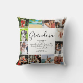 Almofada Vovó Cita Colagem de Fotos Moderna do Script 12
