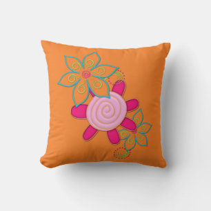 Almofada Vovô Garden Flowers Orange Travesseiro decorativo